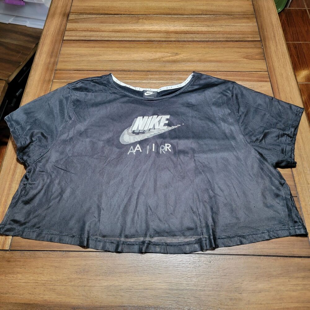 Nike Air SS Black Crop Net Tee - Size 3X